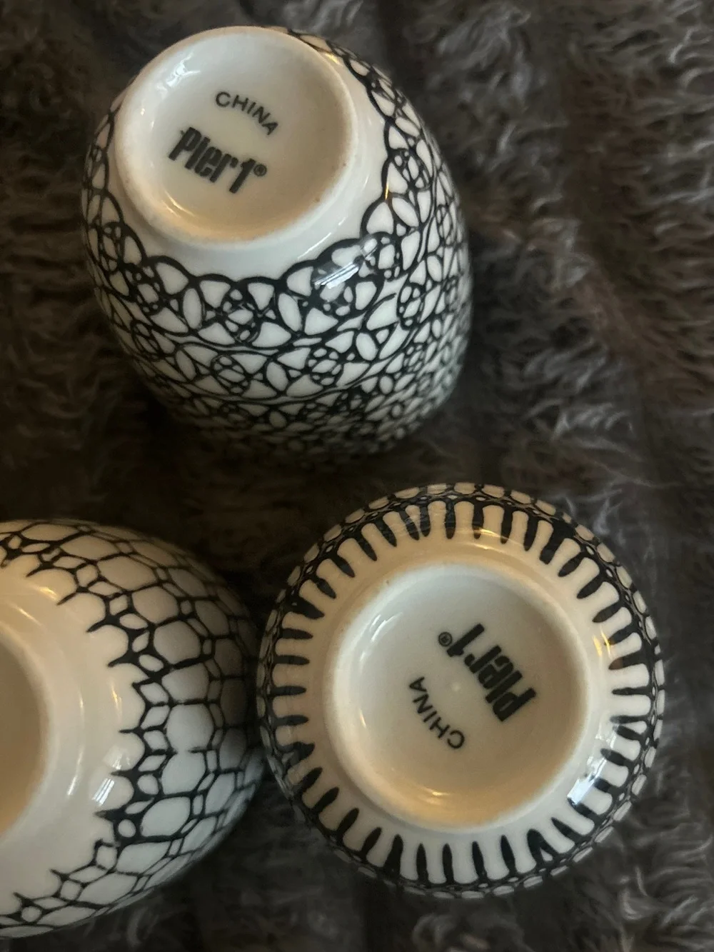 Pier 1 Black and White Ceramic Tea Set with Bamboo Handle